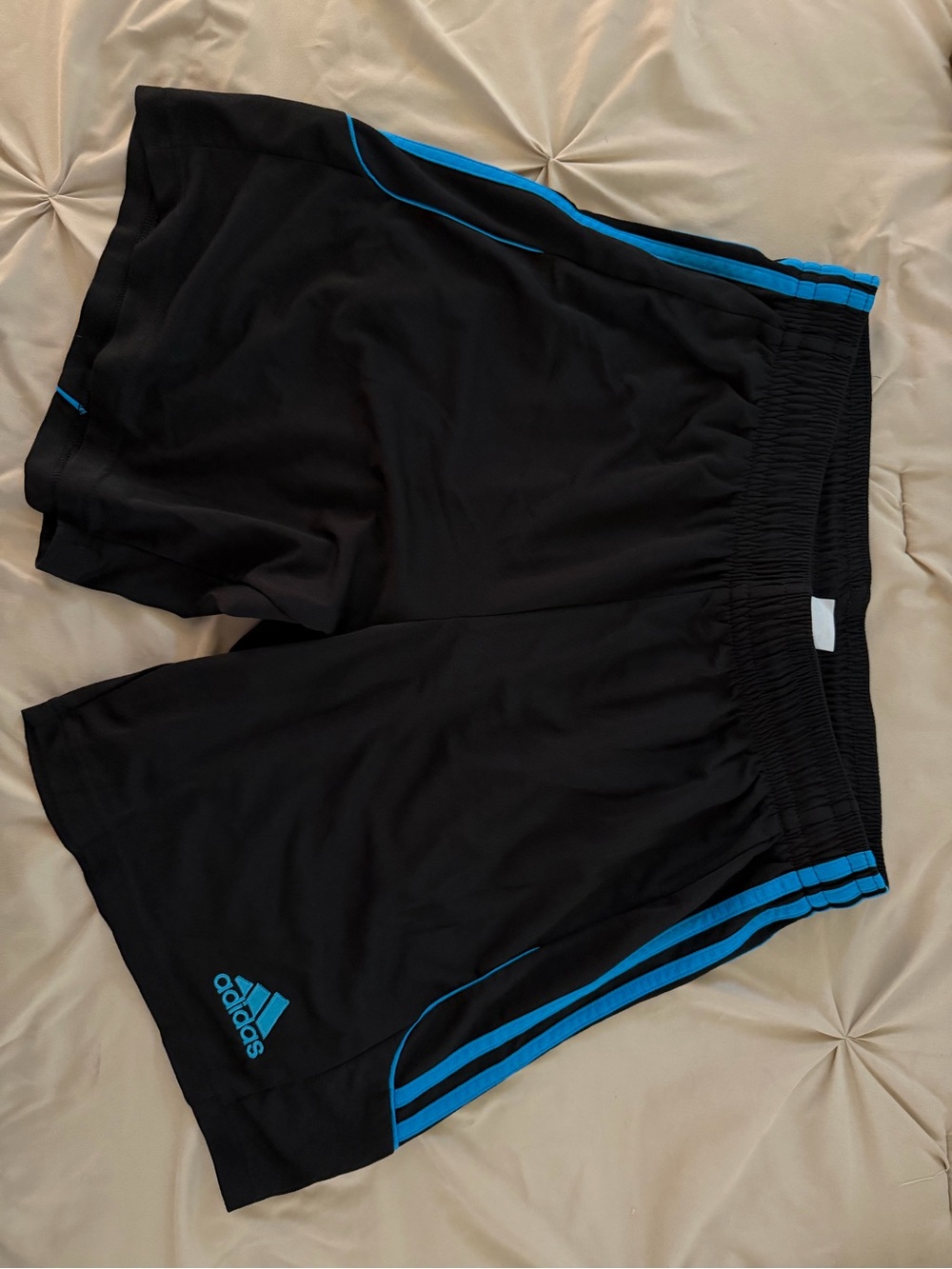 Adidas Men’s Black Soccer Shorts with Blue Trim
